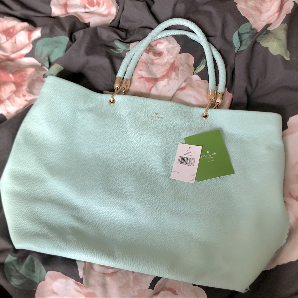 Kate Spade Claudine Elliot Place leather tote in graceblue